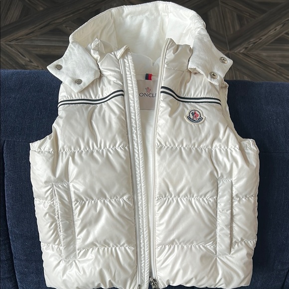 Moncler White Quilted Puffer Vest with High Collar - Picture 1 of 4